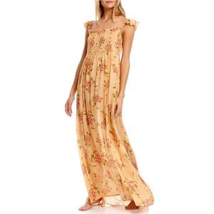 Agua Bendita Leandra blomma peach maxi dress sleeveless size L